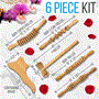 Pyle - SLMSGRLKT34 , Home and Office , Therapeutic , 5-Pc. Wood Therapy Massage Tools Kit - Anti Cellulite Massage Set, Wooden Roller Lymphatic Drainage Tools