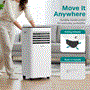Pyle - SLPAC16W.6 , Home and Office , Cooling Fans , Portable Air Conditioner - 10000 BTU Cooling Capacity (ASHRAE) Compact Home A/C Cooling Unit with Built-in Dehumidifier & Fan Modes, Includes Window Mount Kit (White)