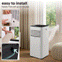 Pyle - SLPAC180W.5 , Home and Office , Cooling Fans , Portable Air Conditioner - 8000 BTU Cooling Capacity (ASHRAE) Compact Home A/C Cooling Unit with Built-in Dehumidifier & Fan Modes, Includes Window Mount Kit (White)