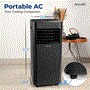Pyle - SLPAC19B.5 , Home and Office , Cooling Fans , Portable Air Conditioner - 10000 BTU Cooling Capacity (ASHRAE) Compact Home A/C Cooling Unit with Built-in Dehumidifier & Fan Modes, Includes Window Mount Kit (Black)
