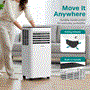 Pyle - SLPAC805W.9 , Home and Office , Cooling Fans , Sound and Recording , Cooling Fans , Portable Air Conditioner - Compact Home A/C Cooling Unit with Built-in Dehumidifier & Fan Modes, Includes Window Mount Kit (8,000 BTU)