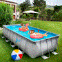 Pyle - SLPLRCT16 , Sports and Outdoors , Rectangular Metal Frame Pool Set - Above Ground Swimming Pool, Fast Setup and Durable, Garden Backyard Lawn and Courtyard