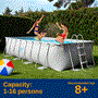 Pyle - SLPLRCT18 , Sports and Outdoors , Rectangular Metal Frame Pool Set - Above Ground Swimming Pool, Fast Setup and Durable, Garden Backyard Lawn and Courtyard