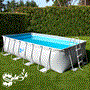 Pyle - SLPLRCT18 , Sports and Outdoors , Rectangular Metal Frame Pool Set - Above Ground Swimming Pool, Fast Setup and Durable, Garden Backyard Lawn and Courtyard