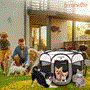 Pyle - SLPTMB105.5 , Health and Fitness , protection Equipment , Medium Portable and Foldable Pet Tent - Lightweight, Easily Collapsible, Play Yard Crib for Indoor & Outdoor Use with Portable Folding Pet Bowl (Gray)