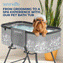 Pyle - SLPTUBG40 , Health and Fitness , Freestanding Bathtub , Portable Dog Bath Tub with Two Side Pockets and Built-in Drain System -  Includes Three-Point Leash Restraint (Gray + Black)