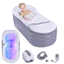 Pyle - SLSPAMT26FB , Health and Fitness , Freestanding Bathtub , Inflatable Bathtub with Bubble Massage Mat - Comes with a Matching Inflatable Pillow, Cup Holder, and Remote Control for Body and Spa