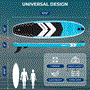 Pyle - SLSUP925LED , Sports and Outdoors , Carrying Cases - Portability , Free-Flow Welded Inflatable Stand-Up Paddle-Board with LED Light, Includes Double-Action Hand Pump, 3-Shaft Aluminum Paddle, Leash, Fin, Repair Kit and Backpack (Black)