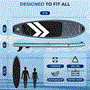 Pyle - SLSUPB010 , Sports and Outdoors , Carrying Cases - Portability , Inflatable Stand-Up Paddle-Board with Double-Action Hand Pump, 3-Piece Aluminum SUP Paddle, Leash, Removable Fin + 2 Side Fins, Repair Kit and Backpack, Black