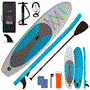 Pyle - SLSUPB11.5 , Sports and Outdoors , Carrying Cases - Portability , Free-Flow Welded Inflatable Stand-Up Paddle-Board with Double-Action Hand Pump, 3-Shaft Aluminum Paddle, Leash, Fin, Repair Kit and Backpack (Black)