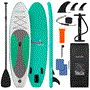Pyle - SLSUPB12.7 , Sports and Outdoors , Carrying Cases - Portability , Free-Flow Welded Inflatable Stand-Up Paddle-Board with Double-Action Hand Pump, 3-Shaft Aluminum Paddle, Leash, Fin, Repair Kit and Backpack (Black)