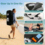 Pyle - SLSUPB16 , Sports and Outdoors , Carrying Cases - Portability , Free-Flow Welded Inflatable Stand-Up Paddle-Board with Double-Action Hand Pump, 3-Shaft Aluminum Paddle, Leash, Fin, Repair Kit and Backpack (Black)