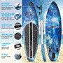 Pyle - SLSUPB872 , Sports and Outdoors , Sports Training Sensors , Rising Flow Inflatable Paddleboard iSUP - Stand Up Water Paddle-Board w/ Accessories (Space Blue)