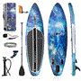 Pyle - SLSUPB872 , Sports and Outdoors , Sports Training Sensors , Rising Flow Inflatable Paddleboard iSUP - Stand Up Water Paddle-Board w/ Accessories (Space Blue)