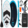 Pyle - SLSUPKD18BL , Sports and Outdoors , Carrying Cases - Portability , Free-Flow Welded Inflatable Kids Stand-Up Paddle-Board with Single-Action Hand Pump, 3-Shaft Aluminum Paddle, Leash, Fin, Repair Kit and Backpack (Black)