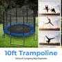 Pyle - SLTRA10BL.5 , Home and Office , Fitness Equipment - Home Gym , Health and Fitness , Fitness Equipment - Home Gym , Home Backyard Sports Trampoline - Large Outdoor Jumping Fun Trampoline for Kids / Children, Safety Net Cage (10’ ft.)