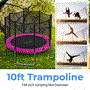 Pyle - SLTRA10PNK , Home and Office , Fitness Equipment - Home Gym , Health and Fitness , Fitness Equipment - Home Gym , Home Backyard Sports Trampoline - Large Outdoor Jumping Fun Trampoline for Kids / Children, Safety Net Cage (10’ ft.)