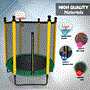 Pyle - SLTRA5BL.5 , Home and Office , Fitness Equipment - Home Gym , Health and Fitness , Fitness Equipment - Home Gym , 5ft Outdoor & Indoor Mini Toddler Trampoline with Enclosure Safety Net Basketball Hoop - Outdoor & Indoor Jumping Fun Trampoline for Kids / Children, Basketball Hoop, Safety Net Cage (5 ft.)