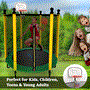 Pyle - SLTRA5BL.5 , Home and Office , Fitness Equipment - Home Gym , Health and Fitness , Fitness Equipment - Home Gym , 5ft Outdoor & Indoor Mini Toddler Trampoline with Enclosure Safety Net Basketball Hoop - Outdoor & Indoor Jumping Fun Trampoline for Kids / Children, Basketball Hoop, Safety Net Cage (5 ft.)