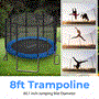 Pyle - SLTRA8BL , Home and Office , Fitness Equipment - Home Gym , Health and Fitness , Fitness Equipment - Home Gym , Home Backyard Sports Trampoline - Large Outdoor Jumping Fun Trampoline for Kids / Children, Safety Net Cage (8ft.)