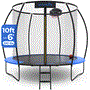 Pyle - SLTRMPK10BL , Health and Fitness , Fitness Equipment - Home Gym , 10ft Pumpkin Recreational Trampoline with Luxury Ladder and Basketball Hoop System for Kids / Children and Inner Enclosure (Blue)
