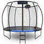 Pyle - SLTRMPK10CK , Health and Fitness , Fitness Equipment - Home Gym , 10ft Pumpkin Recreational Trampoline with Luxury Ladder and Basketball Hoop System for Kids / Children and Inner Enclosure (Black)
