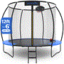 Pyle - SLTRMPK12BL , Health and Fitness , Fitness Equipment - Home Gym , 12ft Pumpkin Recreational Trampoline with Luxury Ladder and Basketball Hoop System for Kids / Children and Inner Enclosure (Blue)