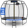 Pyle - SLTRMPK12CK , Health and Fitness , Fitness Equipment - Home Gym , 12ft Pumpkin Recreational Trampoline with Luxury Ladder and Basketball Hoop System for Kids / Children and Inner Enclosure (Black)