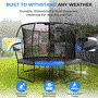 Pyle - SLTRMPK12CK , Health and Fitness , Fitness Equipment - Home Gym , 12ft Pumpkin Recreational Trampoline with Luxury Ladder and Basketball Hoop System for Kids / Children and Inner Enclosure (Black)