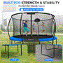 Pyle - SLTRMPK14BL , Health and Fitness , Fitness Equipment - Home Gym , 14ft Pumpkin Recreational Trampoline with Luxury Ladder and Basketball Hoop System for Kids / Children and Inner Enclosure (Blue)