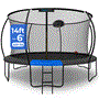 Pyle - SLTRMPK14CK , Health and Fitness , Fitness Equipment - Home Gym , 14ft Pumpkin Recreational Trampoline with Luxury Ladder and Basketball Hoop System for Kids / Children and Inner Enclosure (Black)