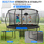 Pyle - SLTRMPK14CK , Health and Fitness , Fitness Equipment - Home Gym , 14ft Pumpkin Recreational Trampoline with Luxury Ladder and Basketball Hoop System for Kids / Children and Inner Enclosure (Black)