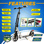 Pyle - SLTS46 , Sports and Outdoors , Kids Toy Scooters , Lightweight and Foldable Kick Scooter - Adjustable Scooter for Teens and Adult, Alloy Deck with High Impact Wheels (Black and White)