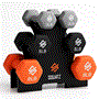 Pyle - SQDBT30 , Home and Office , Fitness Equipment - Home Gym , Health and Fitness , Fitness Equipment - Home Gym , 30 lbs. Neoprene Coated Dumbbell Set with Stand, Colour Grey, Black and Orange All Purpose Hand Weight Anti-Slip Hex Shape Dumbbell