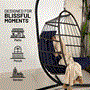Pyle - SWC66DB.5 , Health and Fitness , protection Equipment , Foldable Egg Chair - Rattan Wicker Hanging Egg Swing Chair with Stand, Waterproof Seat Cushion,, and Headrest for Patio, Bedroom, Porch, and Garden (Deep Blue)