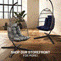Pyle - SWC66DB.5 , Health and Fitness , protection Equipment , Foldable Egg Chair - Rattan Wicker Hanging Egg Swing Chair with Stand, Waterproof Seat Cushion,, and Headrest for Patio, Bedroom, Porch, and Garden (Deep Blue)