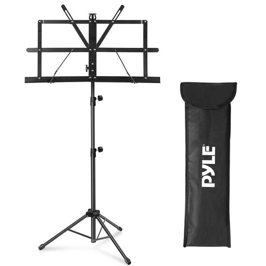 Pyle - ACCPDRMKIT20 , Musical Instruments , Drums , Portable Music Stand Holder - Sturdy and Adjustable Height Tripod Base Metal Music Stand, Lightweight & Compact for Storage or Travel with Carrying Bag