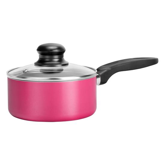 Pyle - ACNCCWCOR15PINK , Parts , Pink Sauce Pot with Lid, (0.89 qt) Kitchen Cookware, Black Coating Inside, Heat Resistant Lacquer Outside (Pink)