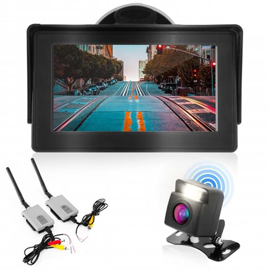 Pyle - CA-PLCM4580WIR , On the Road , Rearview Backup Cameras - Dash Cams , 2.4Ghz Backup Camera & Video Monitor System with Wireless Video Transmission, Waterproof Rated Cam, Night Vision, 4.3’’ -inch Display