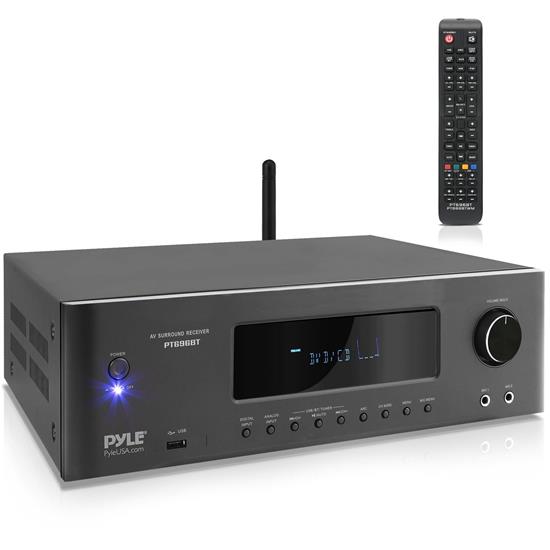 Pyle - CA-PT696BT , Sound and Recording , Amplifiers - Receivers , Wireless BT Streaming Home Theater Receiver - 5.2-Ch Surround Sound Stereo Amplifier System with 4K Ultra HD Support, MP3/USB/AM/FM Radio (1000 Watt MAX)