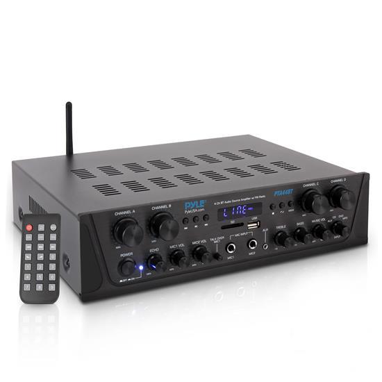 Pyle - CA-PTA44BT.5 , Sound and Recording , Amplifiers - Receivers , Bluetooth Home Audio Amplifier, 4-Ch. Audio Source Stereo Receiver System with FM Radio, MP3/USB/SD/AUX Playback (500 Watt)