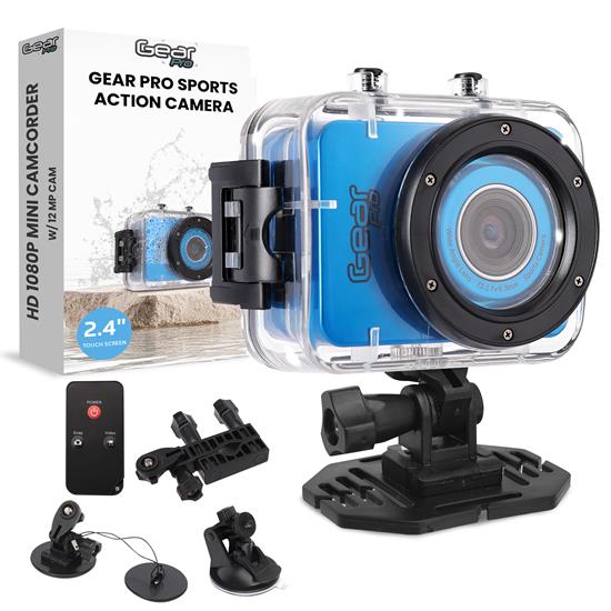 Pyle - GDV285BL.5 , Gadgets and Handheld , Cameras - Videocameras , Gear Pro HD 1080P Action Camera Hi-Res Digital Camera/Camcorder with Full HD Video, 12.0 Mega Pixel Camera & 2.4'' Touch Screen (Blue Color)