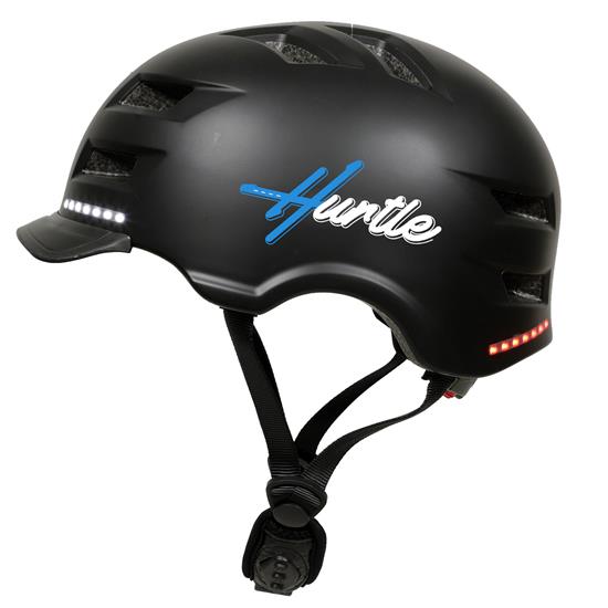 Pyle - HURSHL10 , Sports and Outdoors , Bluetooth Smart Skate Helmet - Rechargeable Helmet with Wireless Turn Signal and LED Warning Lights, Includes Remote Control, Medium Size (Black)