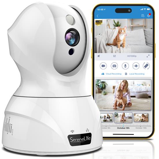 Pyle - IPCAMHD61 , Home and Office , Cameras - Videocameras , HD Wireless IP Camera / WiFi Cam, Remote Video Monitoring Surveillance Security, Built-in Speaker, Microphone, PTZ (Pan, Tilt, Zoom) Control, App Download