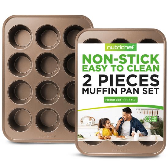 Pyle - NC2TRCP3 , Kitchen & Cooking , Kitchen Tools & Utensils , Kitchen Oven Muffin Baking Pans - Deluxe Non-Stick Cupcake Cookie Sheet Bakeware