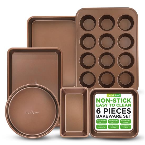 Pyle - NCBK6TR7.5 , Kitchen & Cooking , Kitchen Tools & Utensils , Kitchen Oven Baking Pans - Non-Stick Bake Tray Sheet Bakeware Set (6-Pieces)