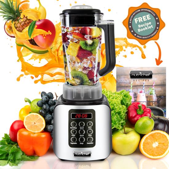 Pyle - NCBL1700 , Kitchen & Cooking , Blenders & Food Processors , Home Kitchen Blender - Digital Countertop Blender with Pulse Blend, Adjustable Time & Speed Settings