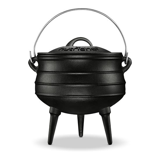 Pyle - NCCICP88 , Kitchen & Cooking , Kitchen Tools & Utensils , 10 Quart Pre-Seasoned Three-legged Cast Iron Potjiekos with Lid, African Pot with Metal Handle