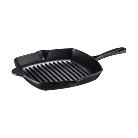 Pyle - NCCIES66G , Kitchen & Cooking , Cookware & Bakeware , Cast Iron Square Grilling Pan with Non-Stick Black Coating Inside and Blue Enamel Outside