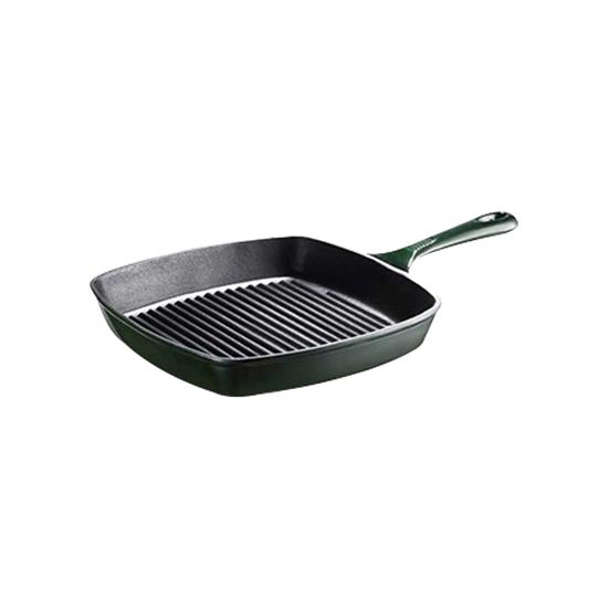 Pyle - NCCIGRL , Kitchen & Cooking , Cookware & Bakeware , 10.39’’ Square Grill Pan with Pre-Seasoned Oil Coating with Ridge-Lined Grill Marks for Chargrilled Food